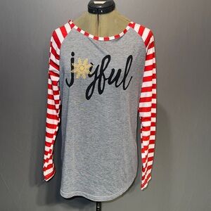 Source Unknown Joyful Raglan Tee - Gray and Red